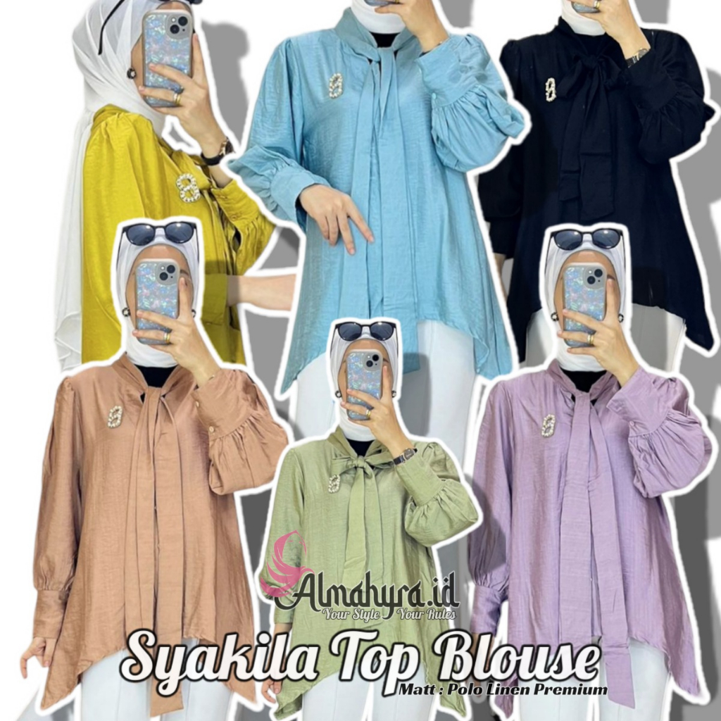 Almahyrarp.ID - SYAKILA TOP BLOUSE / BAJU ATASAN WANITA TERBARU 2023 / BAHAN POLO LINEN PREMIUM / TU