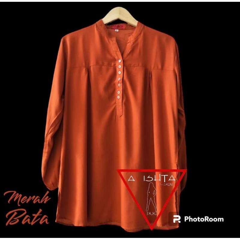 Blus polos rayon merah bata Bloes polos rayon Blus polos jumbo lasenta Blus polos rayon terlaris