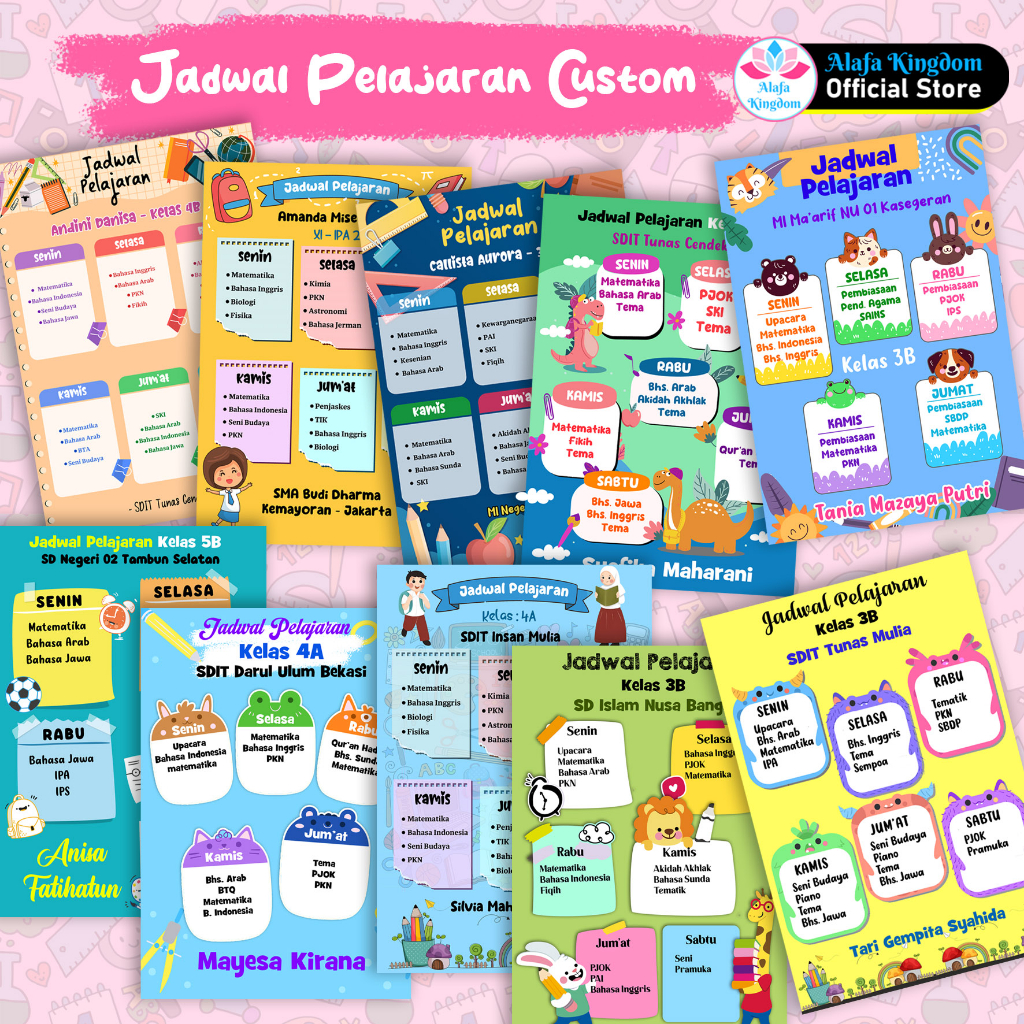 

Alafakingdom - Jadwal Pelajaran Sekolah Custom Vertikal / Portrait [Etalase 1-10]