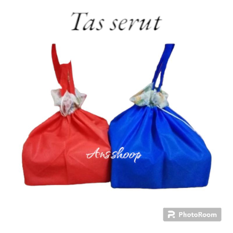bingkisan hajatan, tas besek, tas serut ukuran 18x18
