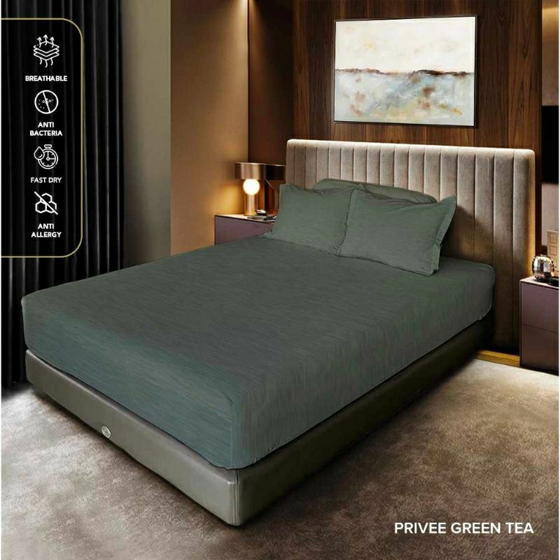 King Rabbit Sprei Single & Sarung Bantal Guling Motif Green Tea