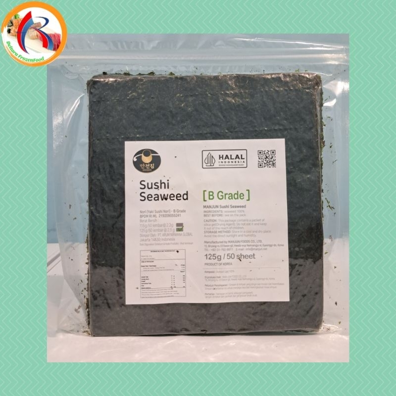 

MANJUN Sushi Nori GRADE B isi 50 lembar HALAL
