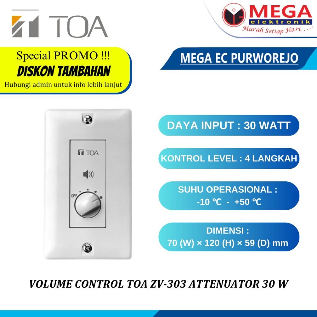 VOLUME CONTROL TOA ZV-303 ATTENUATOR 30 W