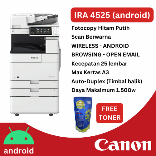 Canon iRA 4525 (ANDROID) - Mesin Fotocopy Rekondisi Eropa 98% (Ex Jerman)