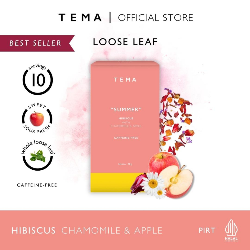 

Summer - Chamomile Hibiscus Tea - TEMA Tea Loose Leaf Box - 10 Servings