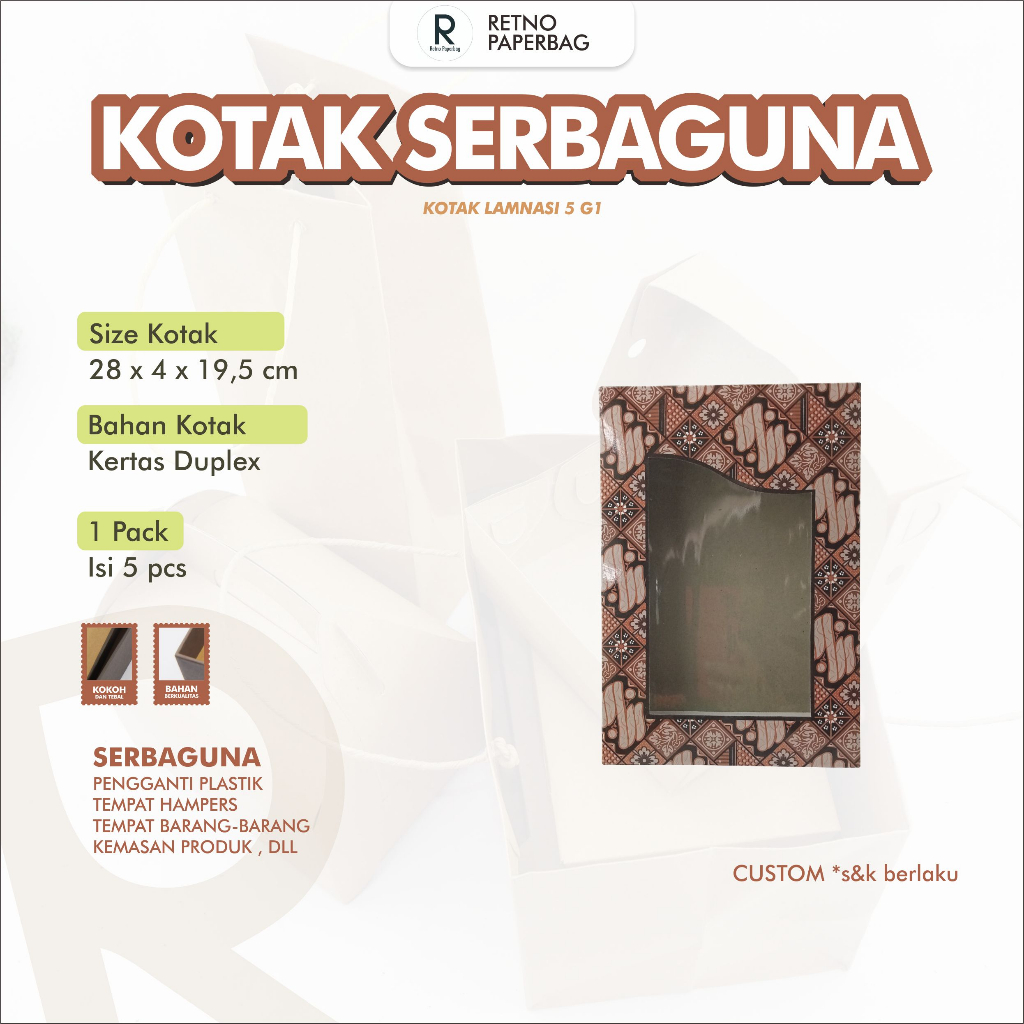 

Kotak Kemasan Batik Serbaguna Laminasi 5 G1-Retno Paperbag