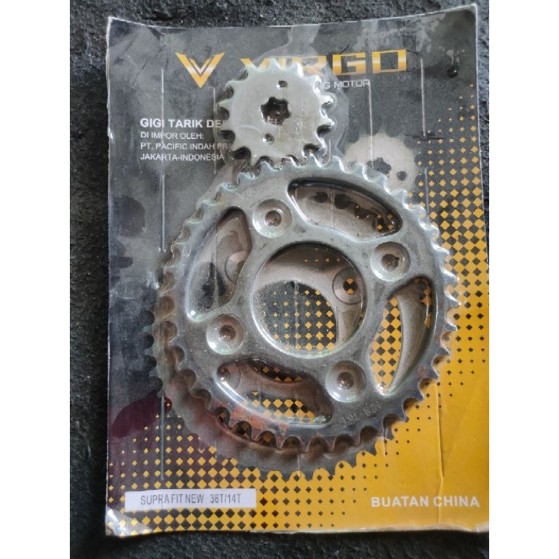 Gear Gir Ger Sprocket Motor Jupiter Z Supra  fit New Merk Virgo SNI Depan Belakang Murah Grosir