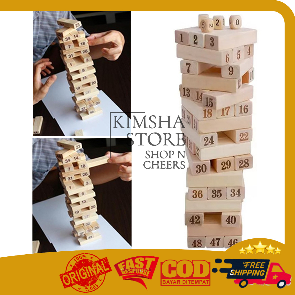 Balok Susun Kayu Besar Uno Stacko Wooden Wiss Toy Angka Board Game Mainan Edukasi Anak Keluarga