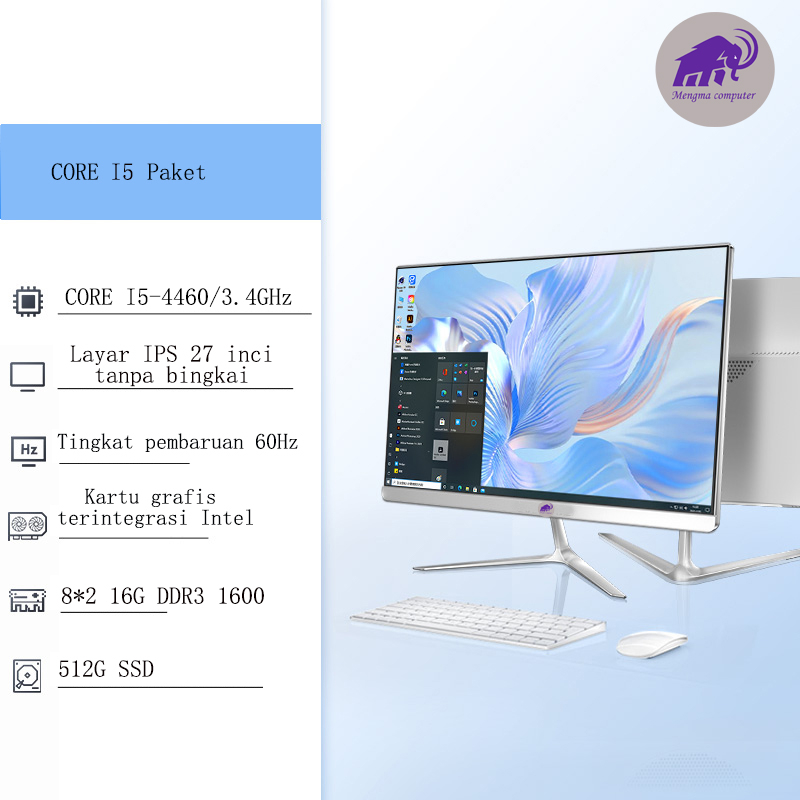 Komputer All-in-One Terbaru HD Super Tipis Intel Core i3/i5 Untuk Rumah, Belajar, Kantor, dan Hiburan - Desktop Gaming Montir 19/22/24 Inci - Gratis Keyboard dan Mouse! Rak Kayu Inklusif. Garansi 1 Tahun.-27