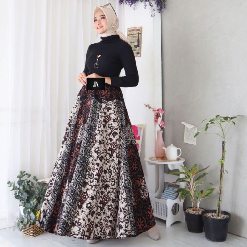 Gudang Rok Batik Payung Jumbo Panjang Lebar Dewasa Bawahan Batik Cap Premium Sogan