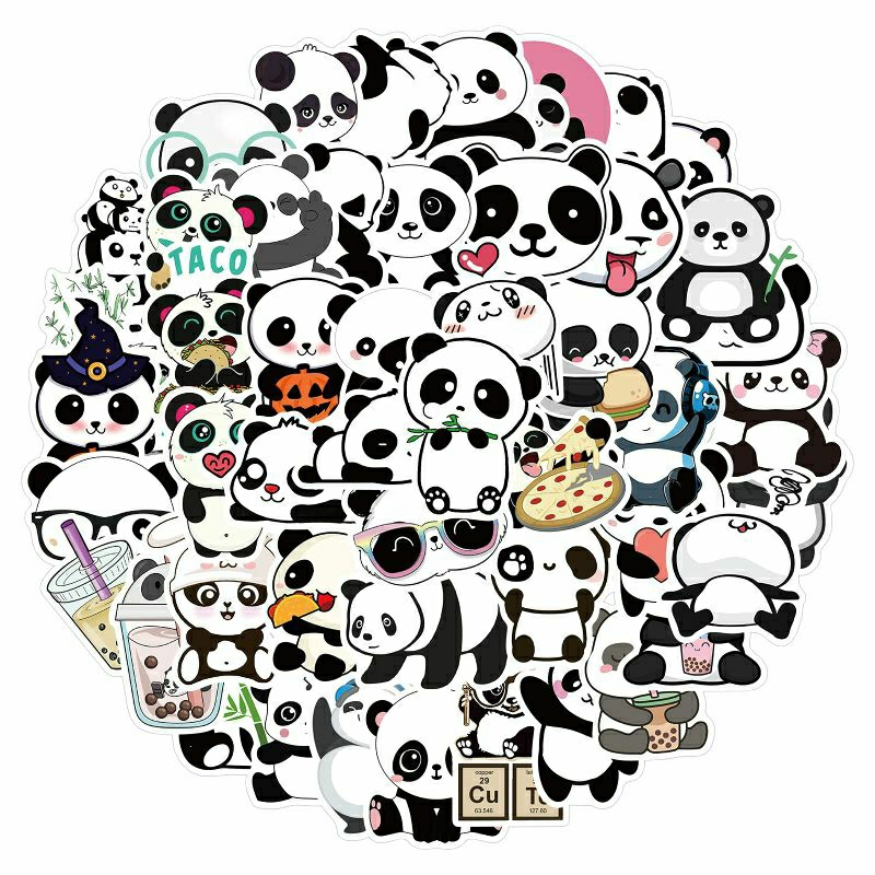 Stiker Cutting PANDA GEMOY LUCU CUTE Vinyl | Stiker Laptop Koper | Stiker Tumbler Helm