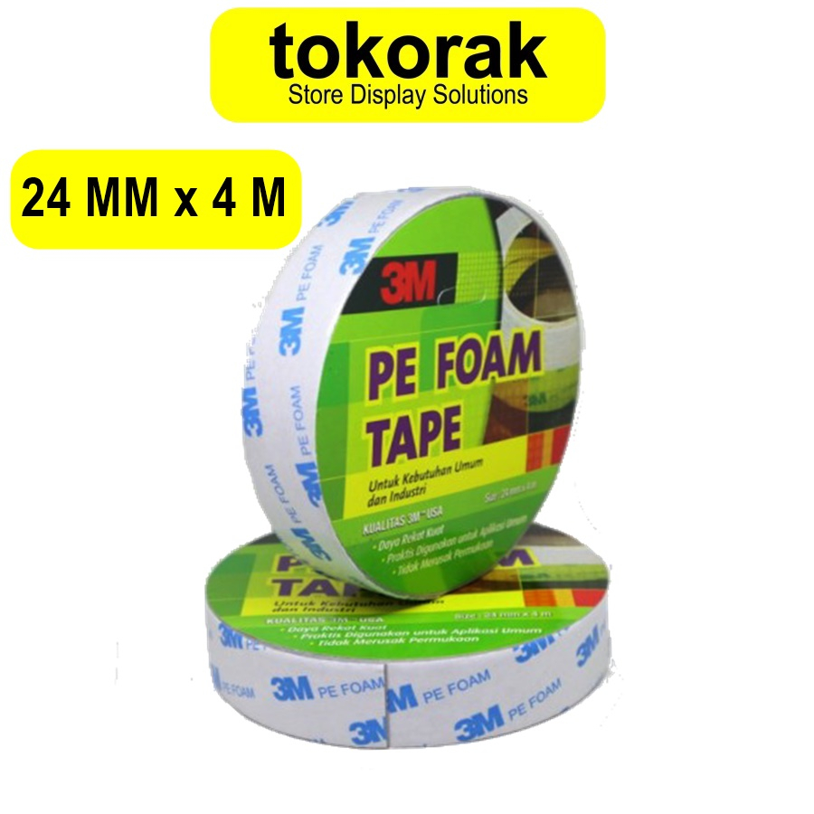 

DOUBLE TAPE BUSA 3M PE FOAM 1600TG TAPE 24 MM X 4 M METER DOBEL TIP