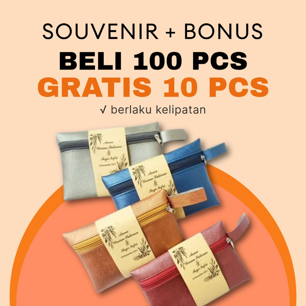 SOVENIR + BONUS - Souvenir Pernikahan Pouch Metalik - Souvenir Pouch Prada Metalijk