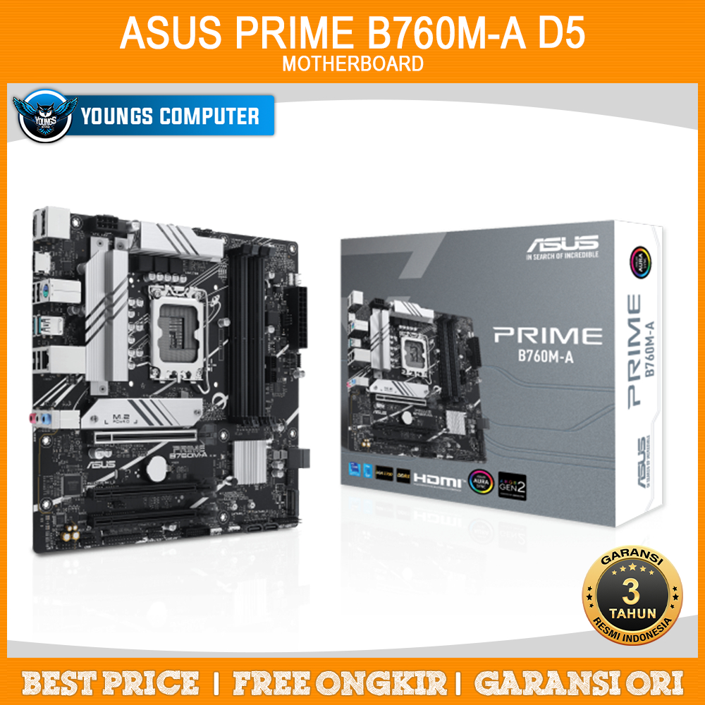 ASUS PRIME B760M-A D5 | MOTHERBOARD INTEL B760 LGA1700 DDR5 mATX