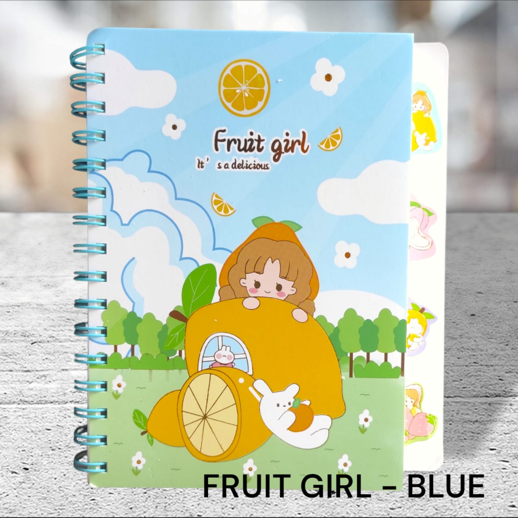 

BUKU TULIS HARDCOVER BINDER NOTES BOOK MOTIF FRUIT GIRL MEMO CATATAN JURNALING BOOK CUTE BINDER BOOK