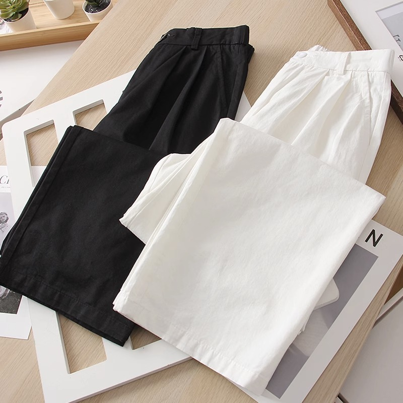 Hitam /Putih Highwasit Kulot Celana Panjang Wanita Katun