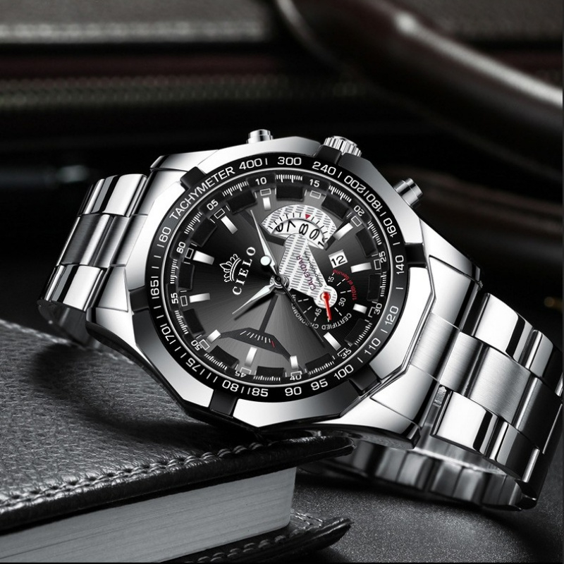 CIELO S001 Jam Tangan Pria Anti Air Original Luxury Stainless Steel COD Free BOX+Kartu-4