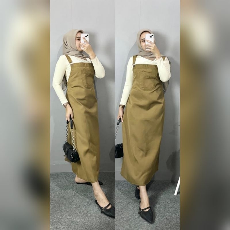 Sulis Overall Drill Terbaru Kekinian Wanita Muslim - Kayla Fashion
