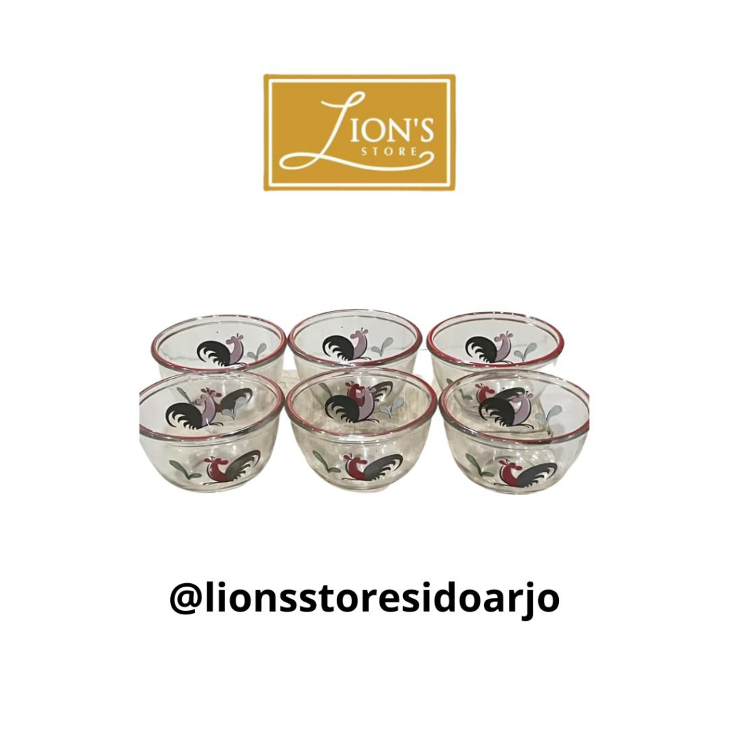 Mangkok Kaca Transparan AMangkok Kaca Transparan Ayam Jago Tanpa Tutup 11 cm/Mangkok BIB 4.5