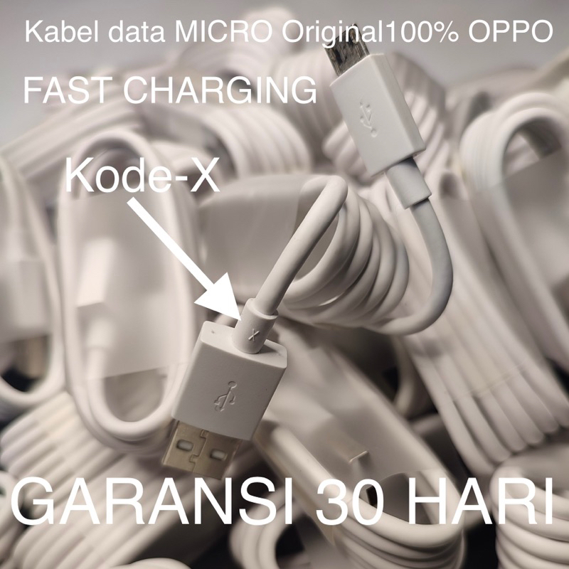 Kabel Data OPPO Micro USB Original 100% – Kode X – Copotan Bawaan HP – Fast Charging