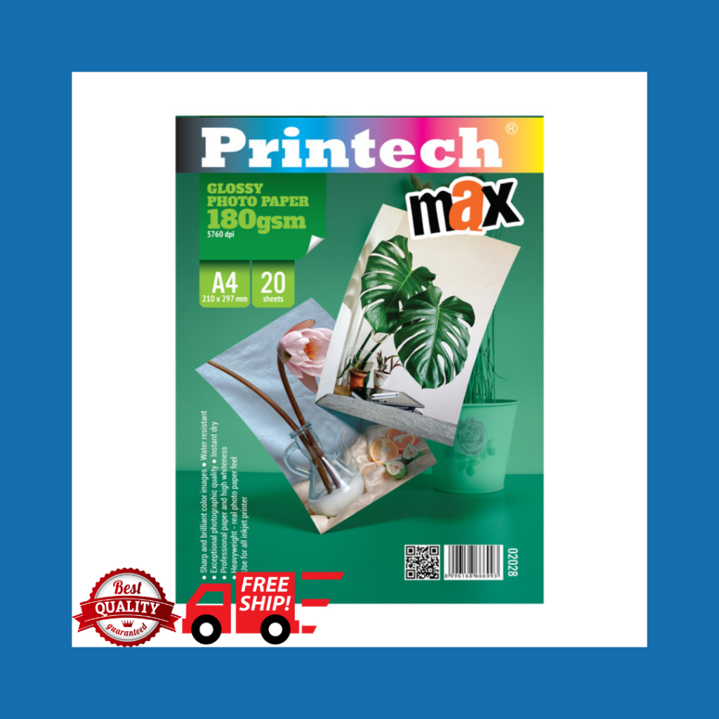 

KERTAS FOTO PRINTECH PHOTO PAPER A4 180GSM (ISI 20LBR)