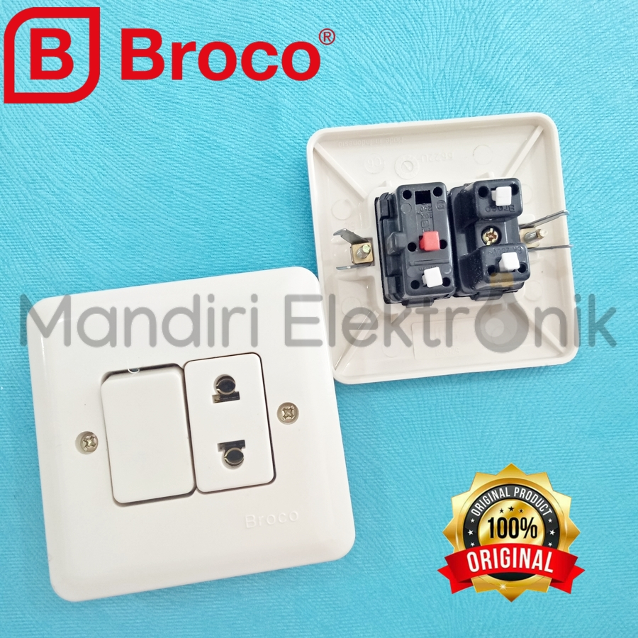 Stop Kontak + Saklar Broco 525361U - Engkel Stop IB Warna Cream Broco SNI