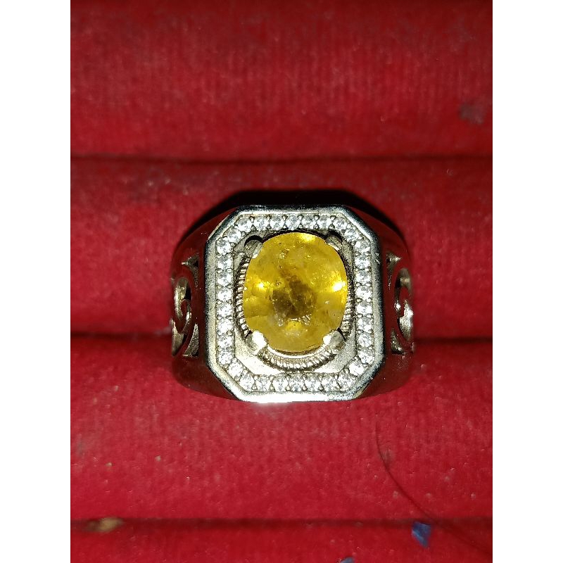 cincin yellow sapphire natural yakut kuning asli