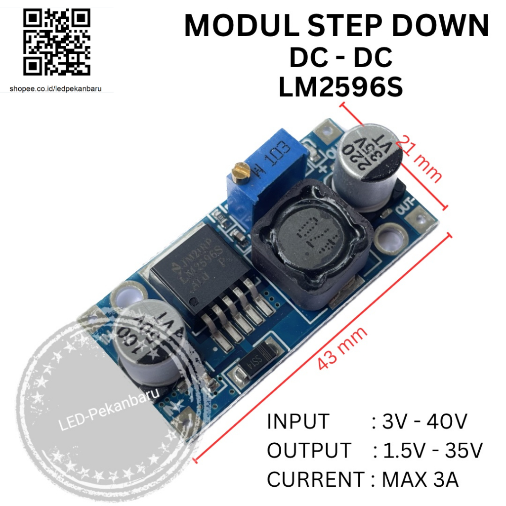 MODUL STEP DOWN LM2596 DC-DC ADJUSTABLE PENURUN TEGANGAN LM-2596
