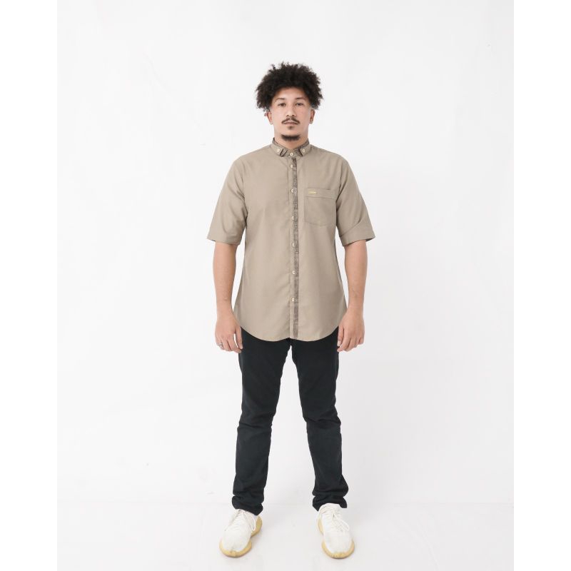 Kemeja Koko Kemko Busana Muslim Pria Dewasa Shahama 020 Warna Coklat Milo Lengan Pendek