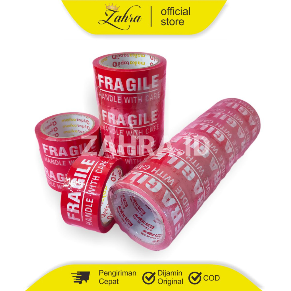 

Lakban segel Fragile Isolasi Packing / Kemasan Warna merah