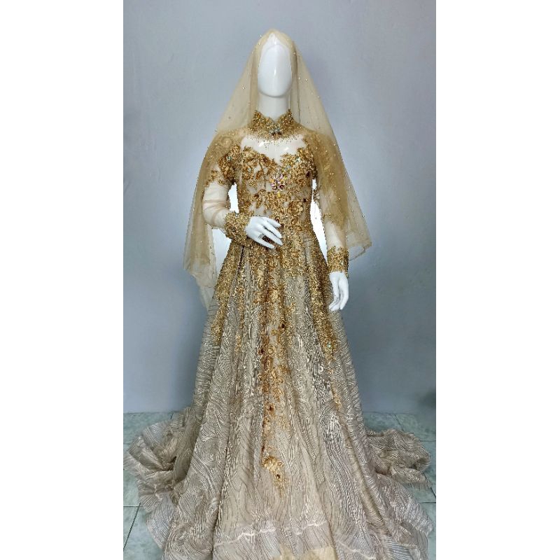 Preloved Gaun Gold & Rosegold