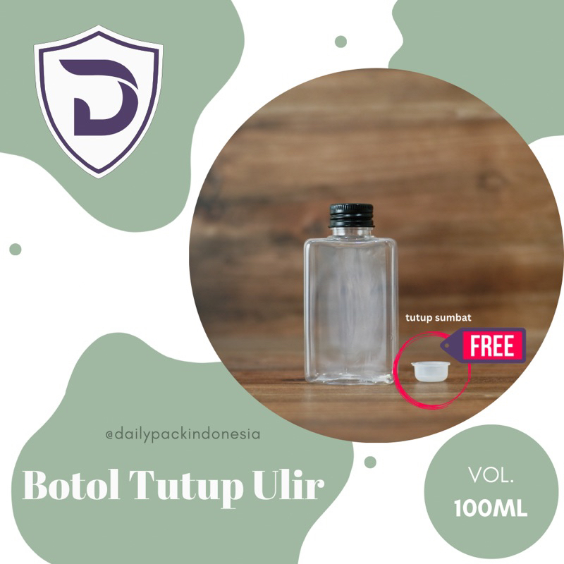 DPI.ID - Botol PET Boko 100ml Clear + Tutup Sumbat + Tutup Ulir Aluminium Tebal Food Grade & Halal /