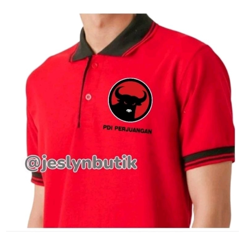KAOS DISTRO BAJU POLO PARTAI PDI PERJUANGAN SIMPLE READY STOK
