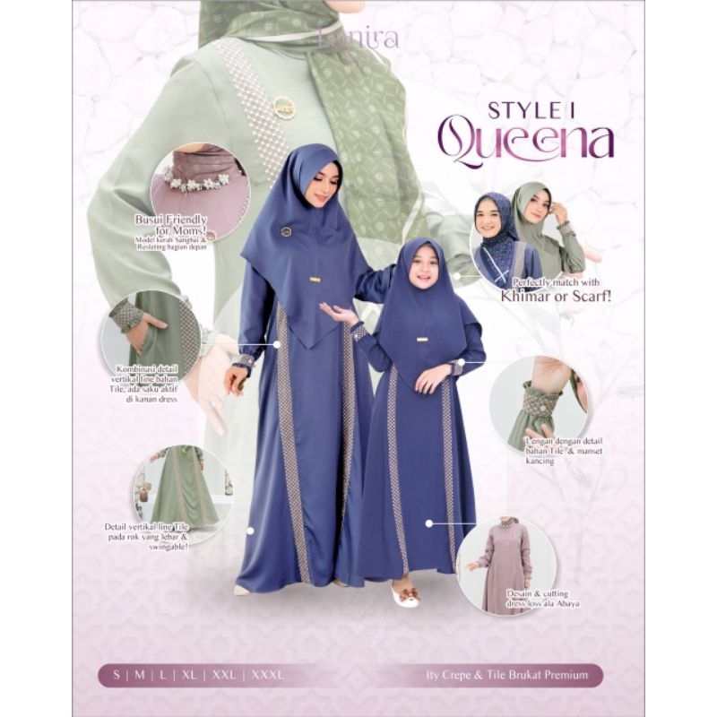 RIHAIA | Queena Series by Lanira Daily - Gamis Couple Set Ibu dan Anak / Mom and Kids
