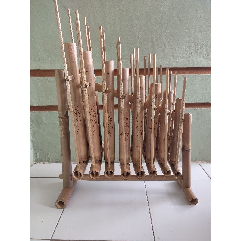 Angklung 1 Set 8 Nada Bambu Putih