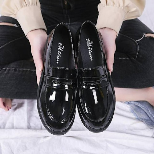 Sepatu kerja pantofel slip on wanita hitam polos 973