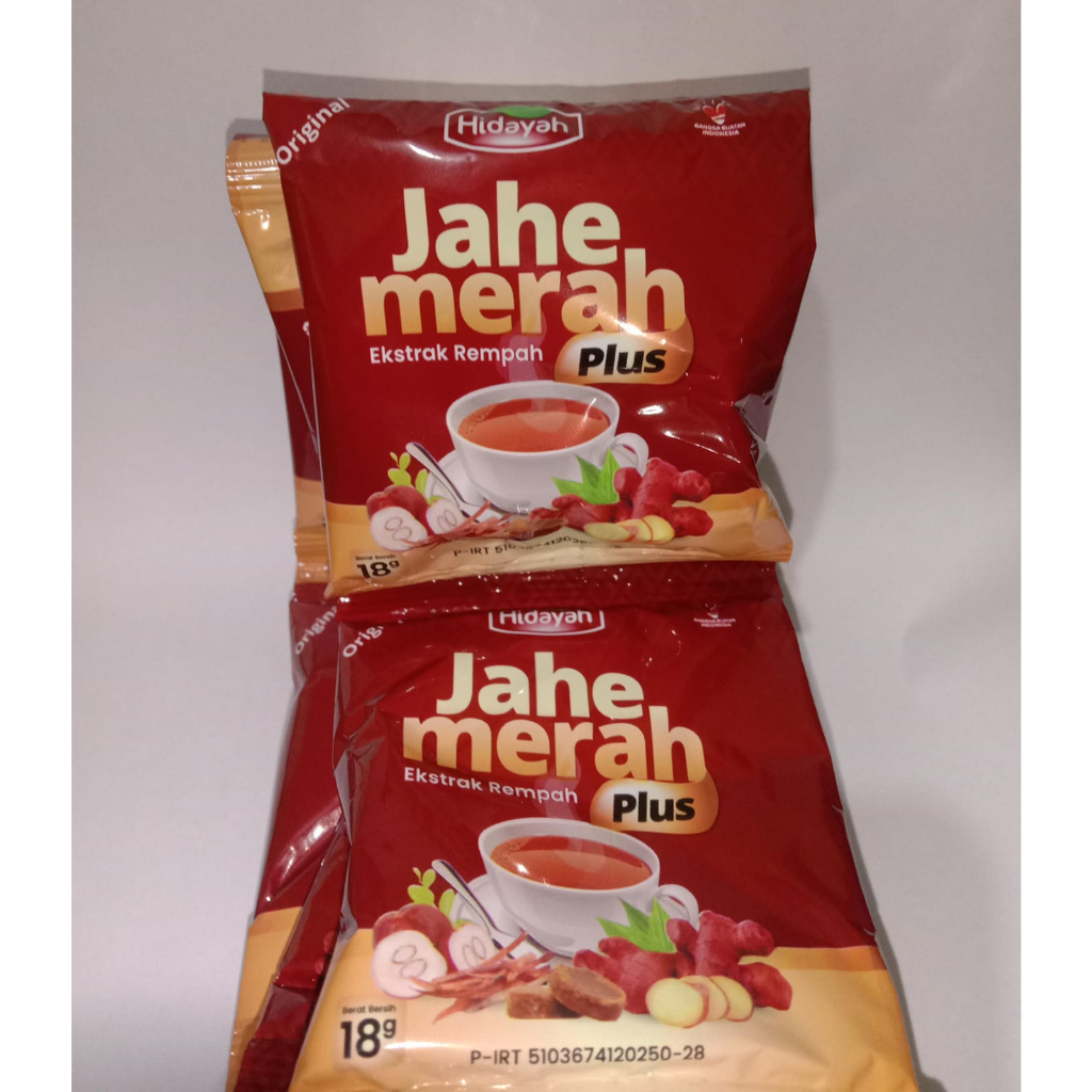 

Serbuk Jahe Merah Bubuk Plus HIDAYAH [ Per RENCENG Isi 10Sachet] Harga Grosir