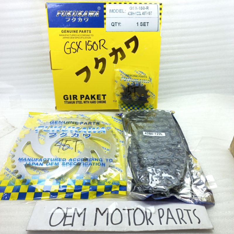 Gear Set Gear Paket GSX R-150 428H-122 45T 15T ASLI ORI FUKUKAWA