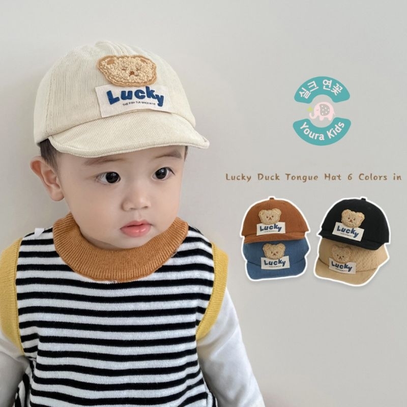 6bln - 3thn | Topi Baseball & Bucket Anak Bayi Batita-LUCKY with Bear Head-Unisex