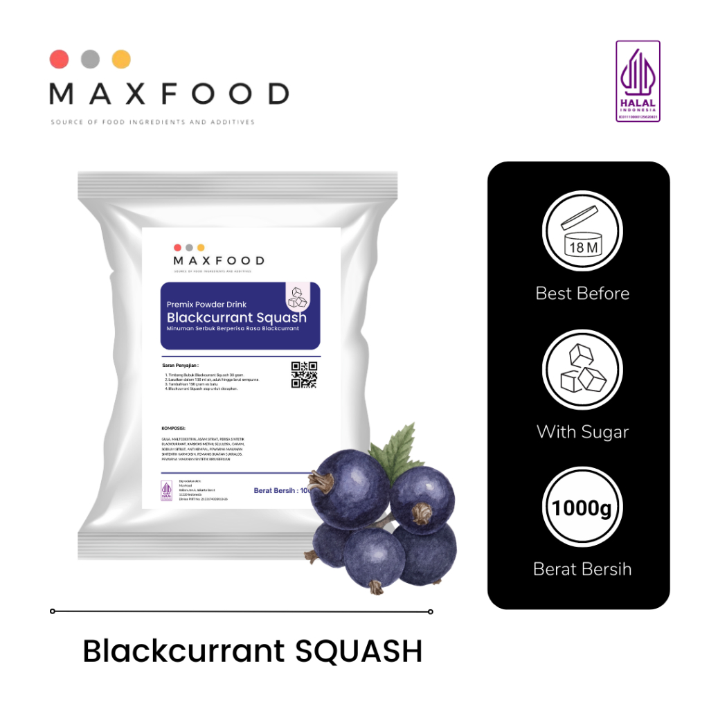 

Blackcurrant Squash / Bubuk Minuman Sirup Rasa Blackcurrant 1 KG