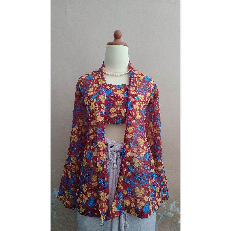 Kebaya Kutubaru Kembangan Merah
