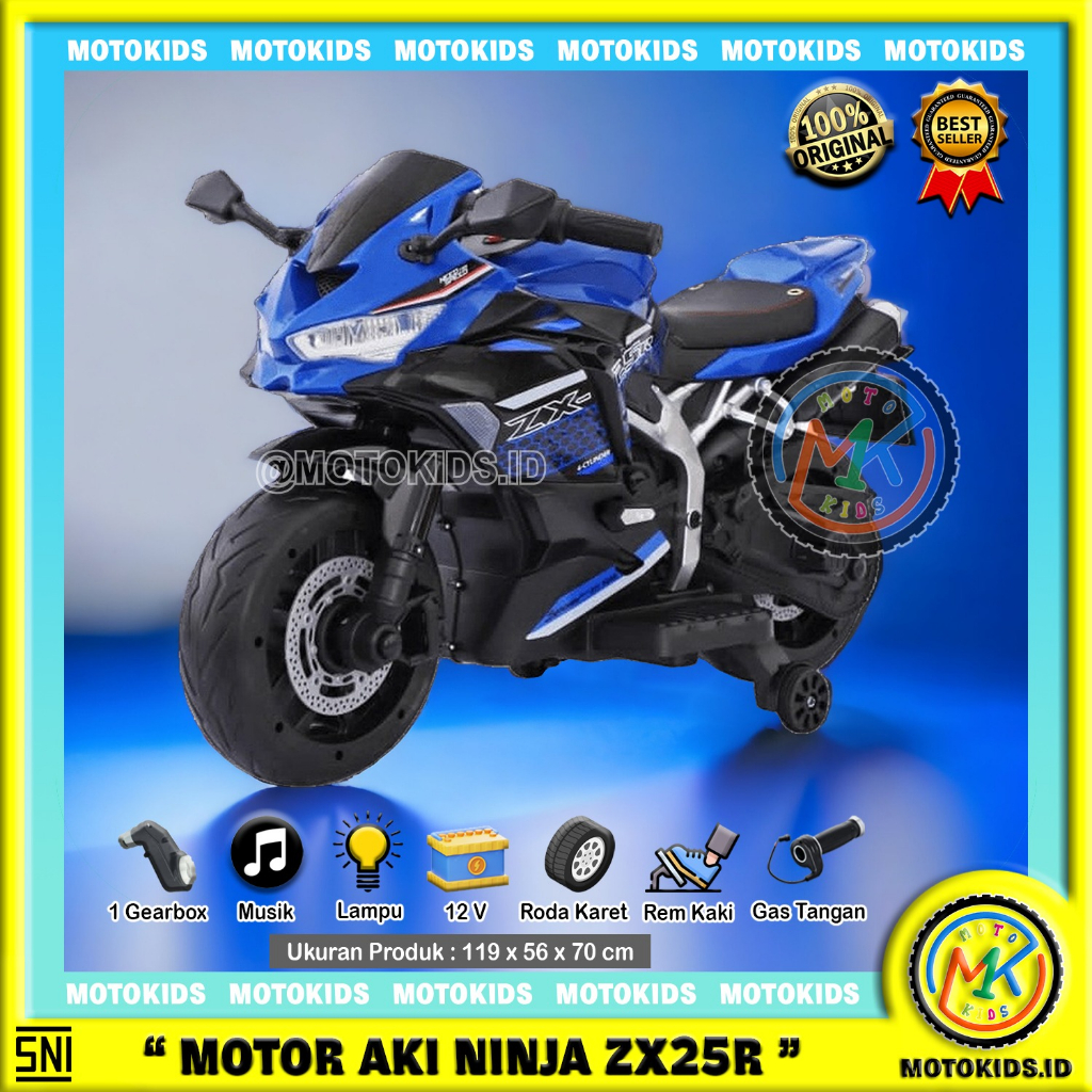 Mainan Motor Aki Anak Ninja ZX 25R Motor Anak Ninja 12V GP Gas Tangan