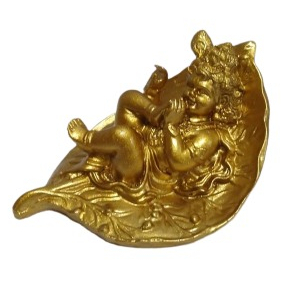 Patung Dewa Krisna / Khrisna / Krishna kecil di daun