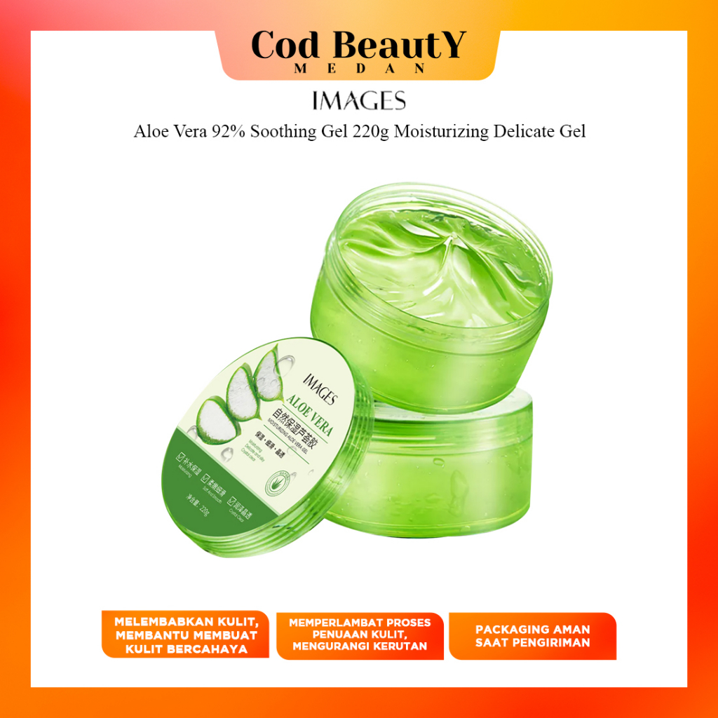 IMAGES ALOEVERA 92% GEL MURNI 220g MOUISTURIZING DELICATE GEL LIDAH BUAYA
