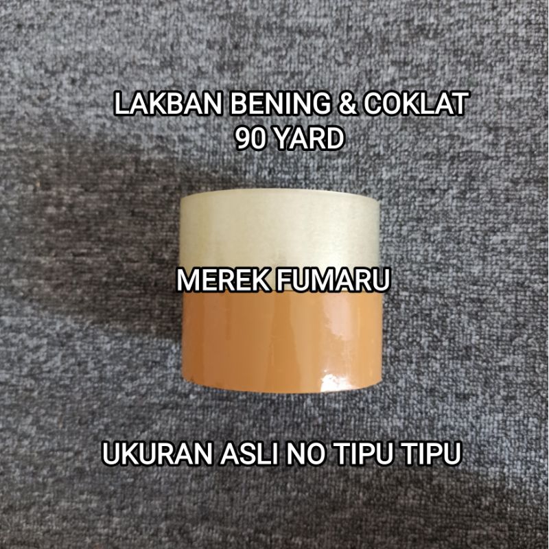 

LAKBAN BENING DAN LAKBAN COKLAT 45 MM X 90 YARD MEREK FUMARU KUALITAS PREMIUM