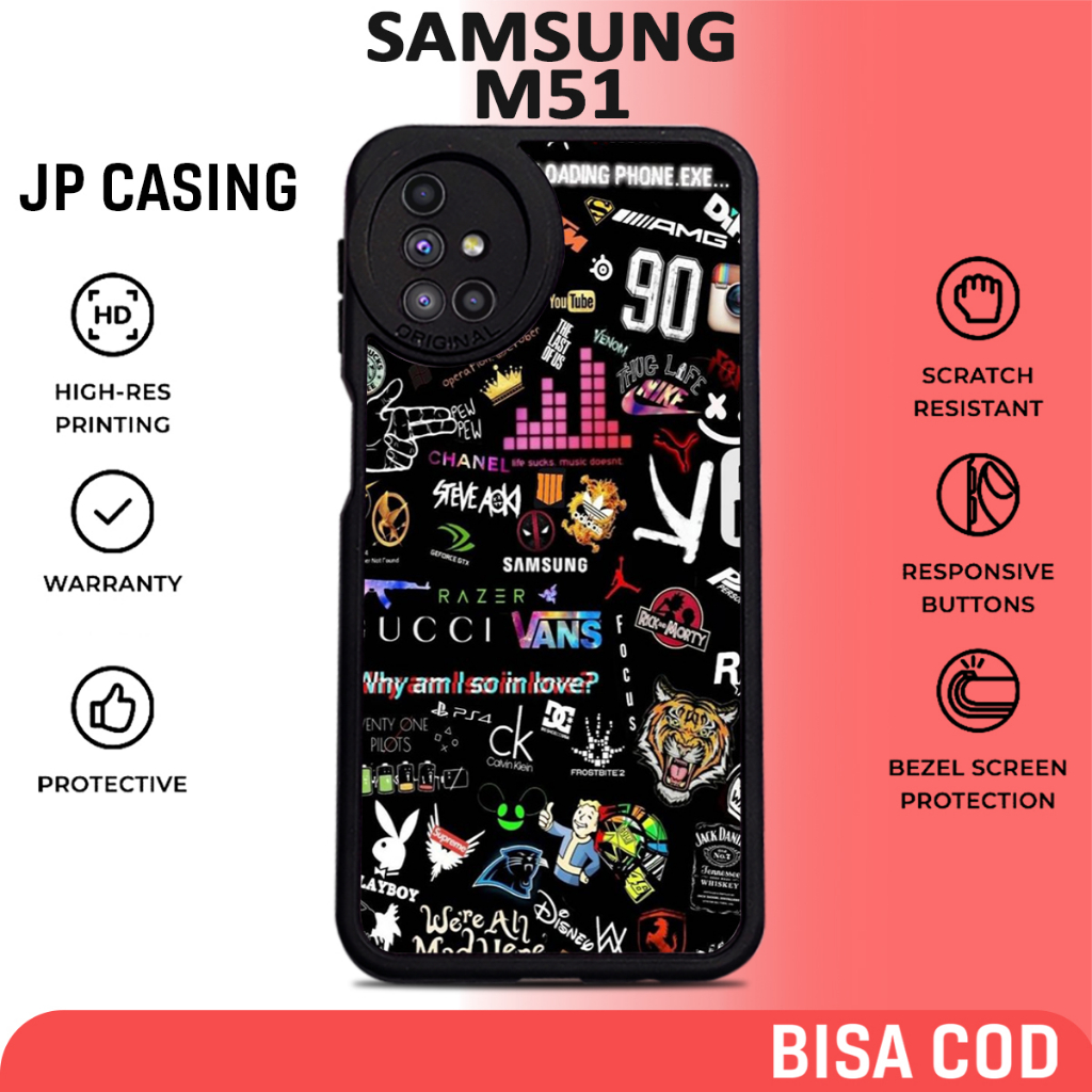 Case Samsung M51 [ AESTHE BLACK ] Casing Samsung M51 Hardcase Softcase Premium Glossy
