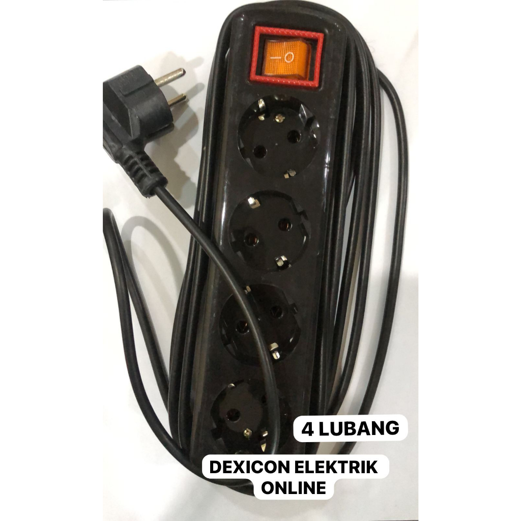 Stop kontak arde on off 4 LUBANG HITAM/BLACK - colokan listrik WARNA HITAM - sambungan listrik