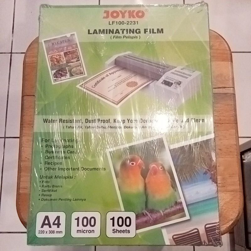 

plastik laminating merek joyko ukuran A4