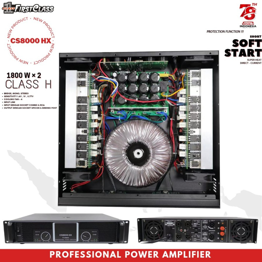 POWER AMPLIFIER FIRSTCLASS CS8000HX CS-8000HX CS 8000 HX CLASS H 3600 WATT