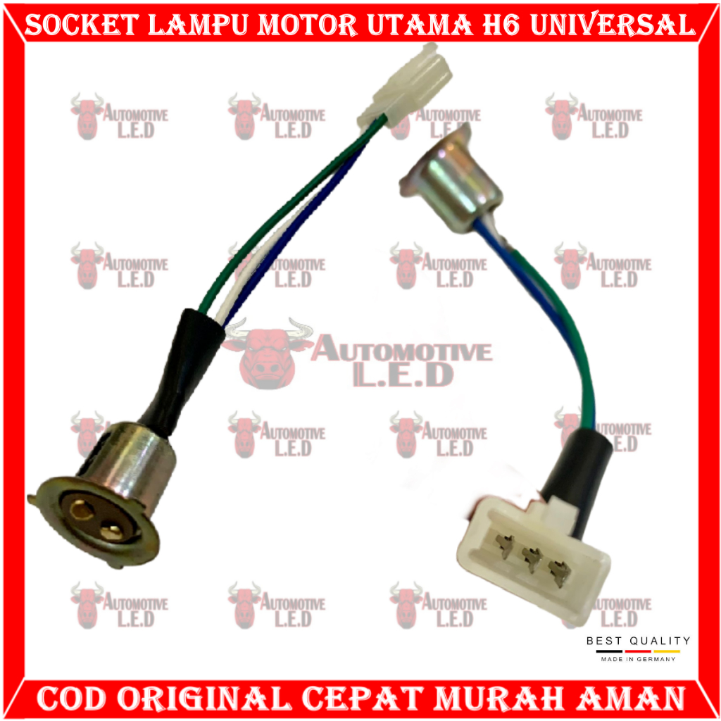 ORIGINAL FITTING COP LAMPU DEPAN MOTOR UNIVERSAL SOCKET BOHLAM UTAMA H6 MOTOR